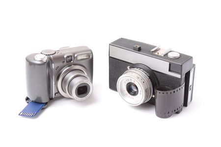 Compact cameras-the transition from old to new.の写真素材