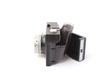 An old film camera on white background. の写真素材