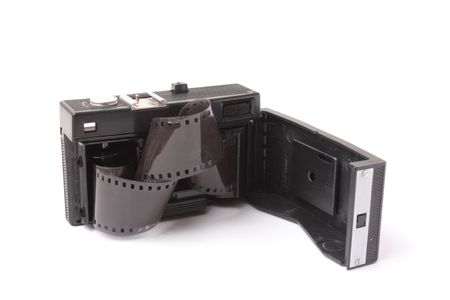 An old film camera on white background. の写真素材
