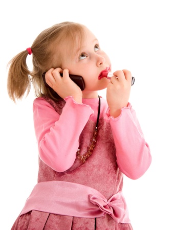 Girl talking on the phone.の写真素材