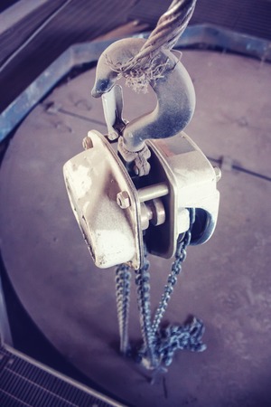 Crane chain and hook at the factory.の写真素材
