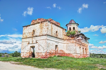 Old ruined church in the sun. Photo in hdr style.の写真素材