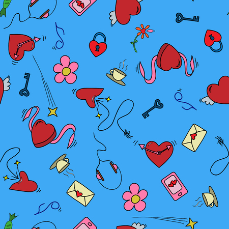 Vector seamless retro pattern, on Valentine's day or wedding . Can be used for web page background, pattern fills, wallpaper, surface textures.のイラスト素材