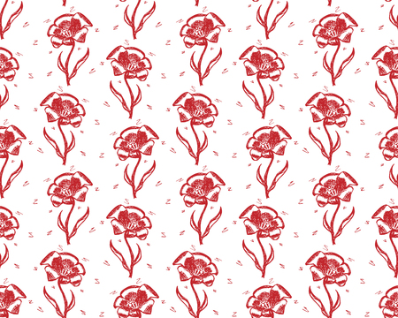 Vector seamless retro pattern, flowers tulip. Can be used for web page background, pattern fills, wallpaper, surface textures.のイラスト素材