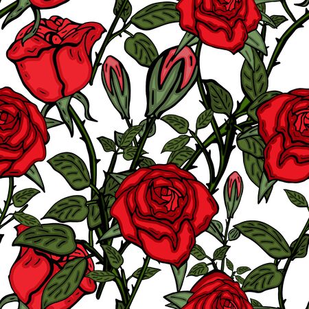 Vector seamless retro pattern, flowers rose. Can be used for web pageのイラスト素材