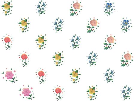 Vector seamless retro pattern, flowersのイラスト素材