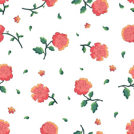 Vector seamless retro pattern, flowersのイラスト素材