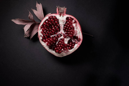 Perfect black and red composition with autumn fruitsの写真素材