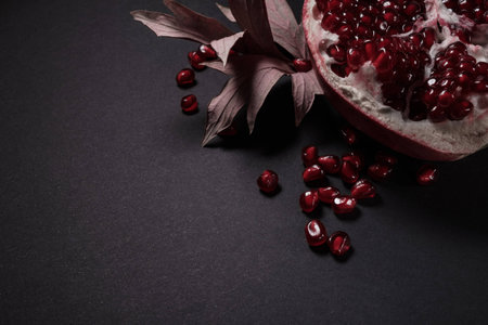 Perfect black and red composition with autumn fruitsの写真素材