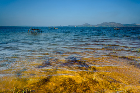 A great scene of reservoir in the late eveningの写真素材
