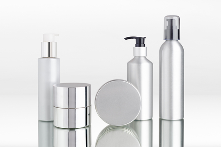 Aluminium cosmetic dispenser bottles and cartridgesの写真素材