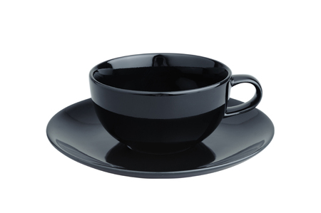 Empty black coffee cup isolated on white background. Porcelain bowlの写真素材