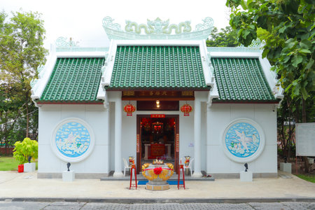 Bangkok, Thailand - September 3, 2022: Chao Mae Lim Ko Niao Chinese Shrine locate on CU Centenary Park. Chinese temple used as place of worship of Chinese Buddhism, Taoism or Chinese folk religionのeditorial素材