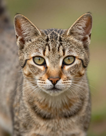 Portrait of a wild cat close-up on a blurred background