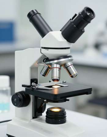microscope in the laboratory, science research and development concept, close up