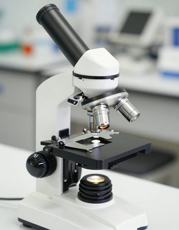 microscope in the laboratory for medical research and development of medicine.