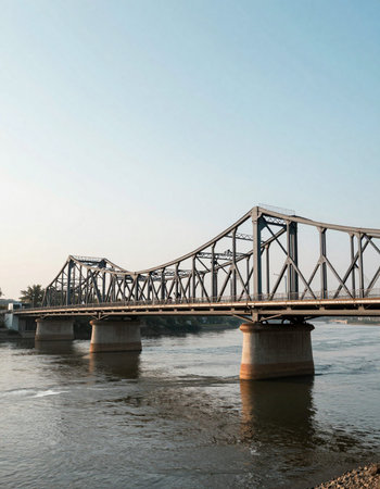 Railway bridge over the Dnieper river in Kiev, Ukraine