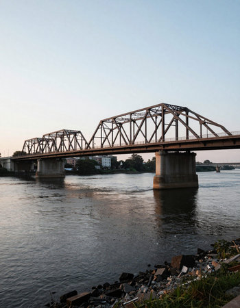 Railway bridge over the river in the city of Nizhny Novgorod