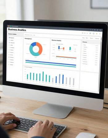 Businessman analyzing investment charts with computer. Accounting and finance concept.