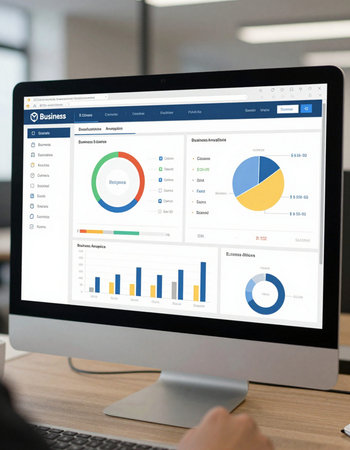 Businessman analyzing investment charts with computer. Accounting and financial concept.
