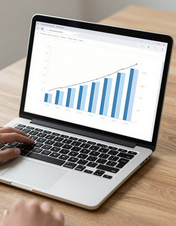 Businessman analyzing investment charts with laptop. Accounting and finance concept.