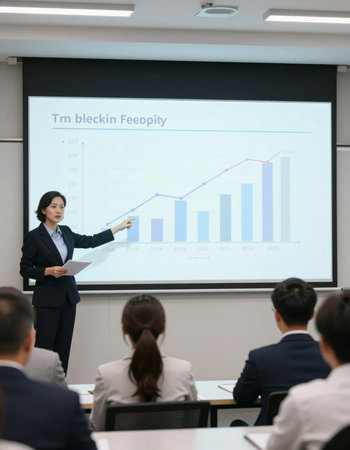 Businesswoman giving a presentation to her colleagues in the conference room.