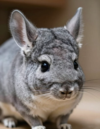 gray chinchilla close-up on a blurred background. portrait