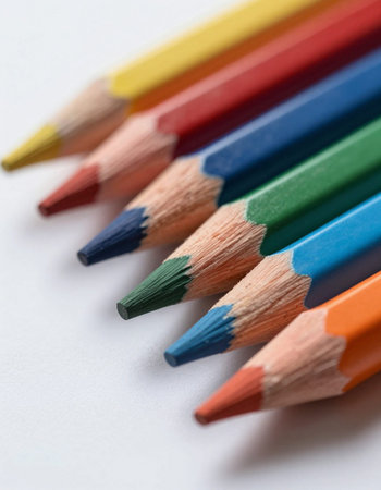 Colored pencils isolated on a white background. Studio shot.