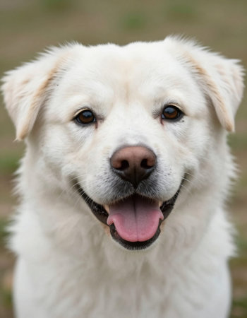 White labrador retriever portrait in the park on a sunny day