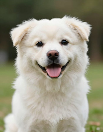 White Swiss Shepherd Dog in the park. Selective focus and shallow depth of field.