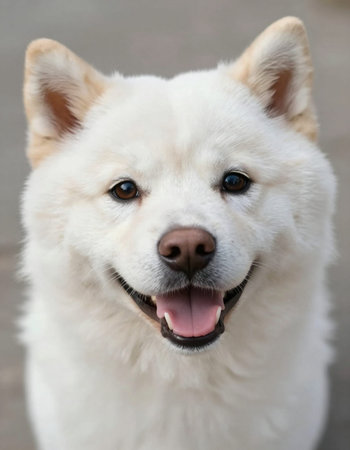 Japanese Akita Inu dog close-up portrait, selective focusの写真素材