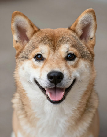 Shiba inu dog portrait, close-up, selective focusの写真素材