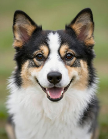 Portrait of a cute Welsh Corgi Pembrokeの写真素材