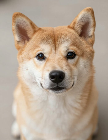 Portrait of Shiba Inu dog looking at the camera.の写真素材