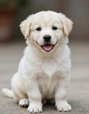 sweet little puppy sitting on the ground