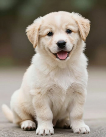 portrait of a purebred retriever puppyの写真素材