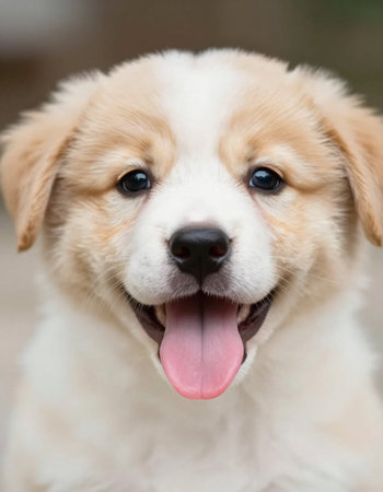 Portrait of a cute purebred puppy dog, golden retriever