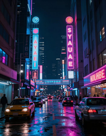 Night view of a street in Hong Kong.