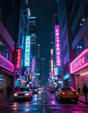 Streets of Chicago at night. Chicago is the third most populous city in the United States.