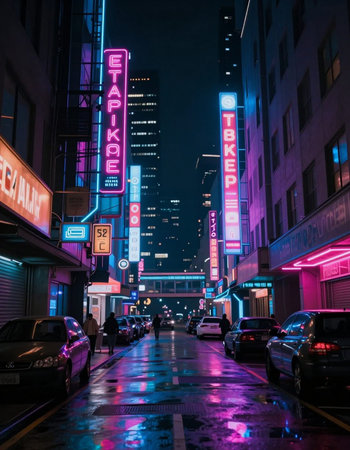 Street view at night.