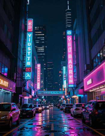 Street view of Chicago downtown at night. Chicago is the third most populous city in the United States.の写真素材