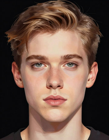 3D Illustration of a Teenage Boy with Blond Hairの写真素材