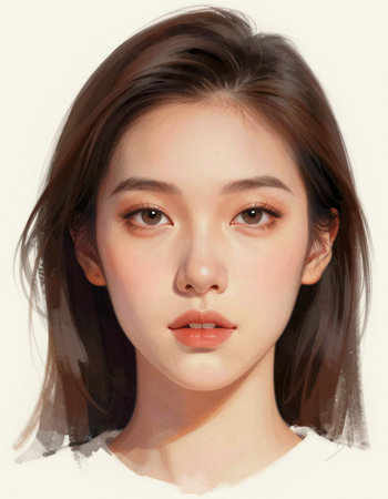 Portrait of a beautiful young asian woman with clean fresh skinの写真素材