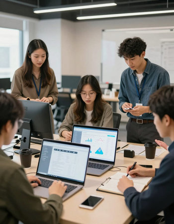 Group of business people working together in the office. Teamwork concept.
