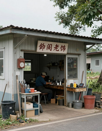 Unidentified man working in a shop.