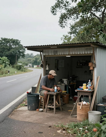 Street vendor on the road in Bali, Indonesia.