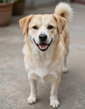 Portrait of a golden retriever dog, shallow depth of field