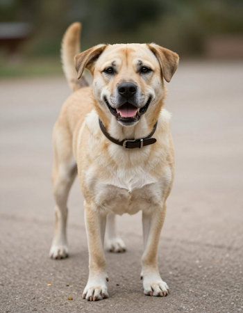 Labrador Retriever dog standing and looking at the camera