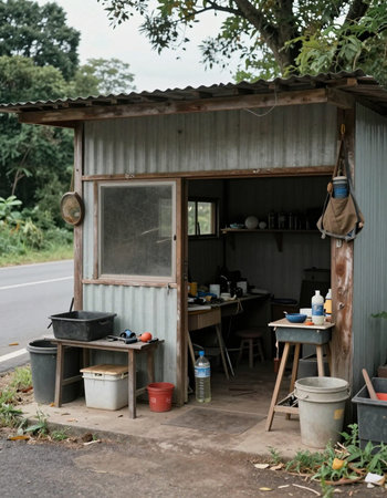 Shop on the road in the countryside of Thailand.