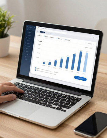 Businessman analyzing investment charts with laptop. Accounting and financial concept.